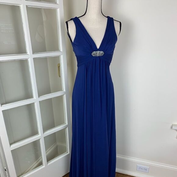 BCBGMaxazria Blue Women’s Dress w/Broach NWOT XXS - Picture 1 of 8